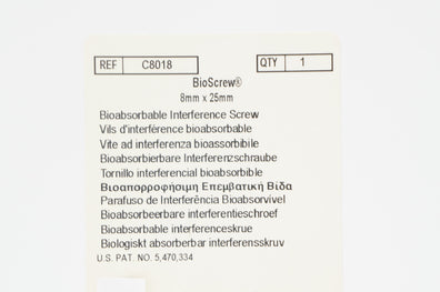 ConMed C8018 Bioabsorbable Interference Screw 8 x 25mm (x)